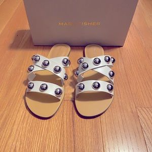 New Marc Fisher Bryte flat Studded Sandals
